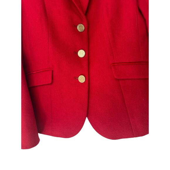 Talbots Red Office Work Career Business Preppy Wool Blend Aberdeen Blazer Size 2 - Picture 4 of 12